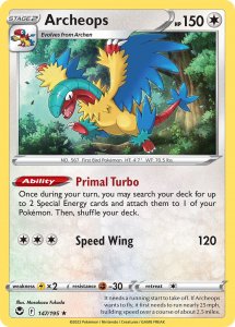Pokémon card Archeops 147/195 Holo- Silver Tempest