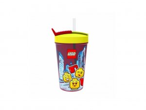 LEGO® Iconic Girl cup with straw yellow red 500 ml